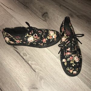 Vans rose flower sneakers worn once